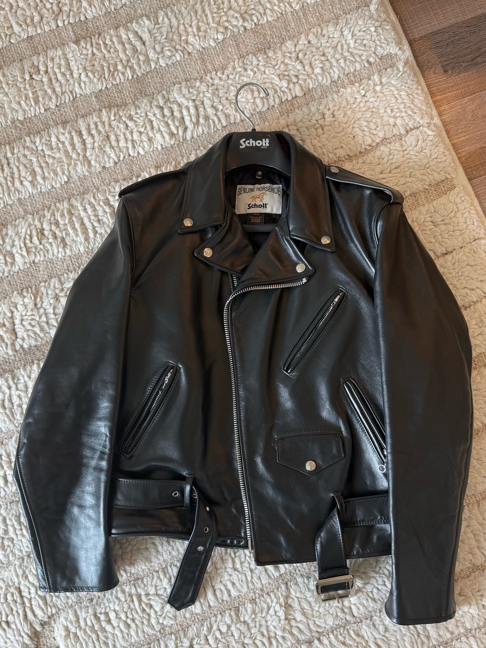 Schott Black Leather Motorcyle Jacket — Classic Moto Style